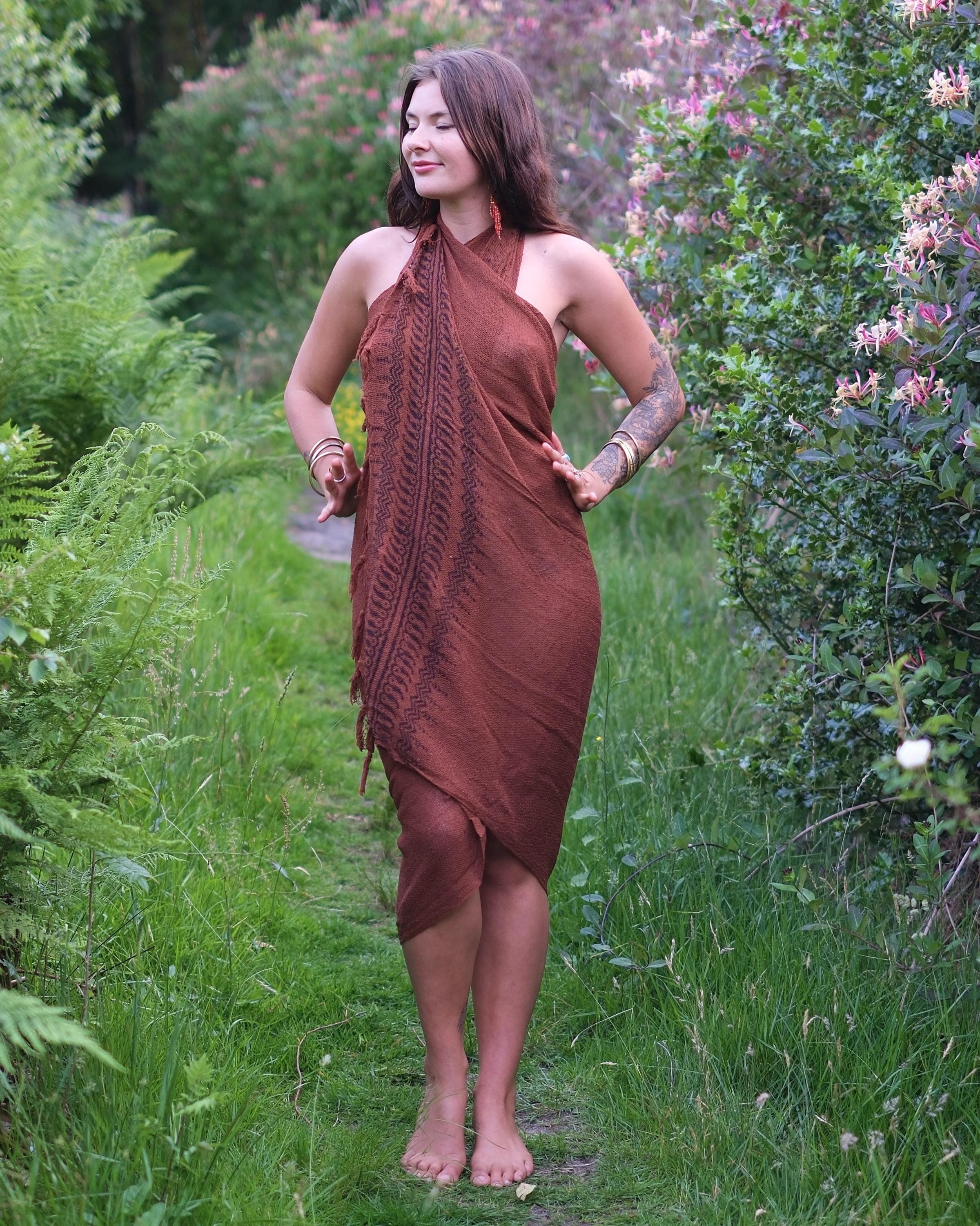 Natural Cotton Block Print Shawl • Nitya Net Shawl Wrap Women • Festival Blanket Scarf • Sarong Beach Wrap Skirt • Calluna - Thumbnail 8