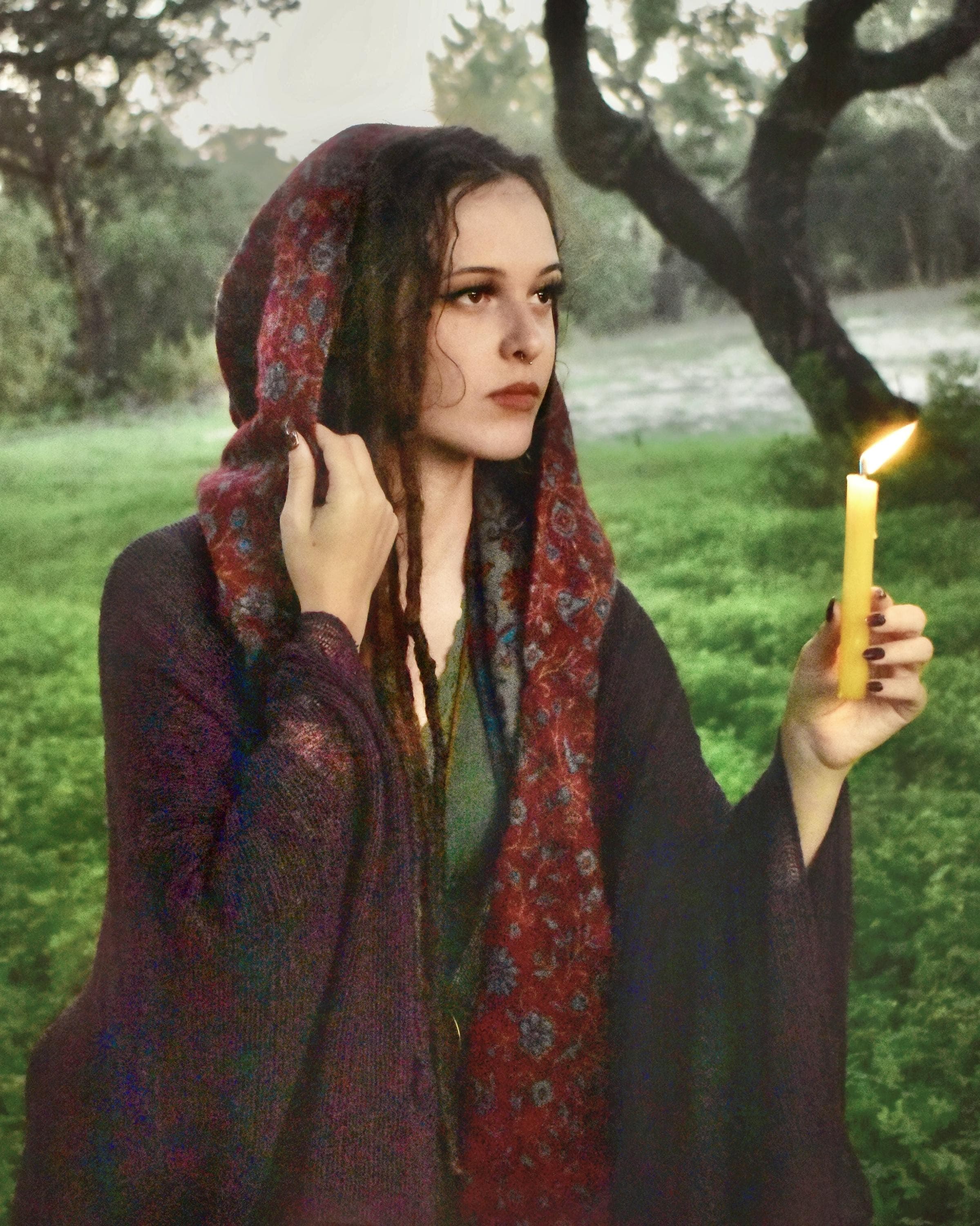 Paisley Hood Scarf • Unisex Boho Hooded Shawl Wrap • Blanket Hoodie Suraya Scarf • Vegan Wool Hood Scarf Cape • Warm Scarves Women • Calluna - Thumbnail 10