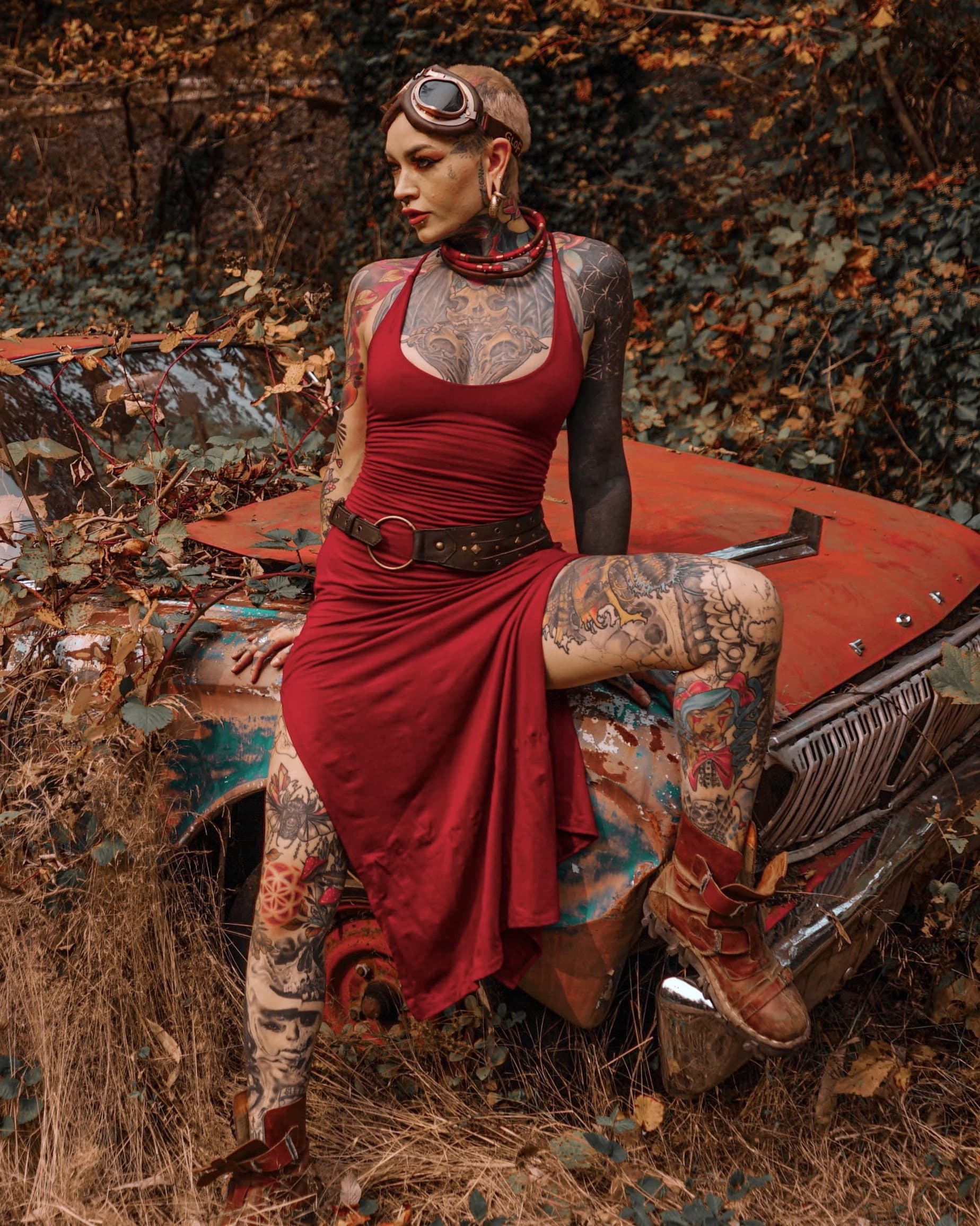 Lace Up Corset Back Maxi Dress • Side Split Long Dress • Boho Maxi Marina Dress Women • Goddess Dance Wear • Backless Dress • Calluna - Thumbnail 8