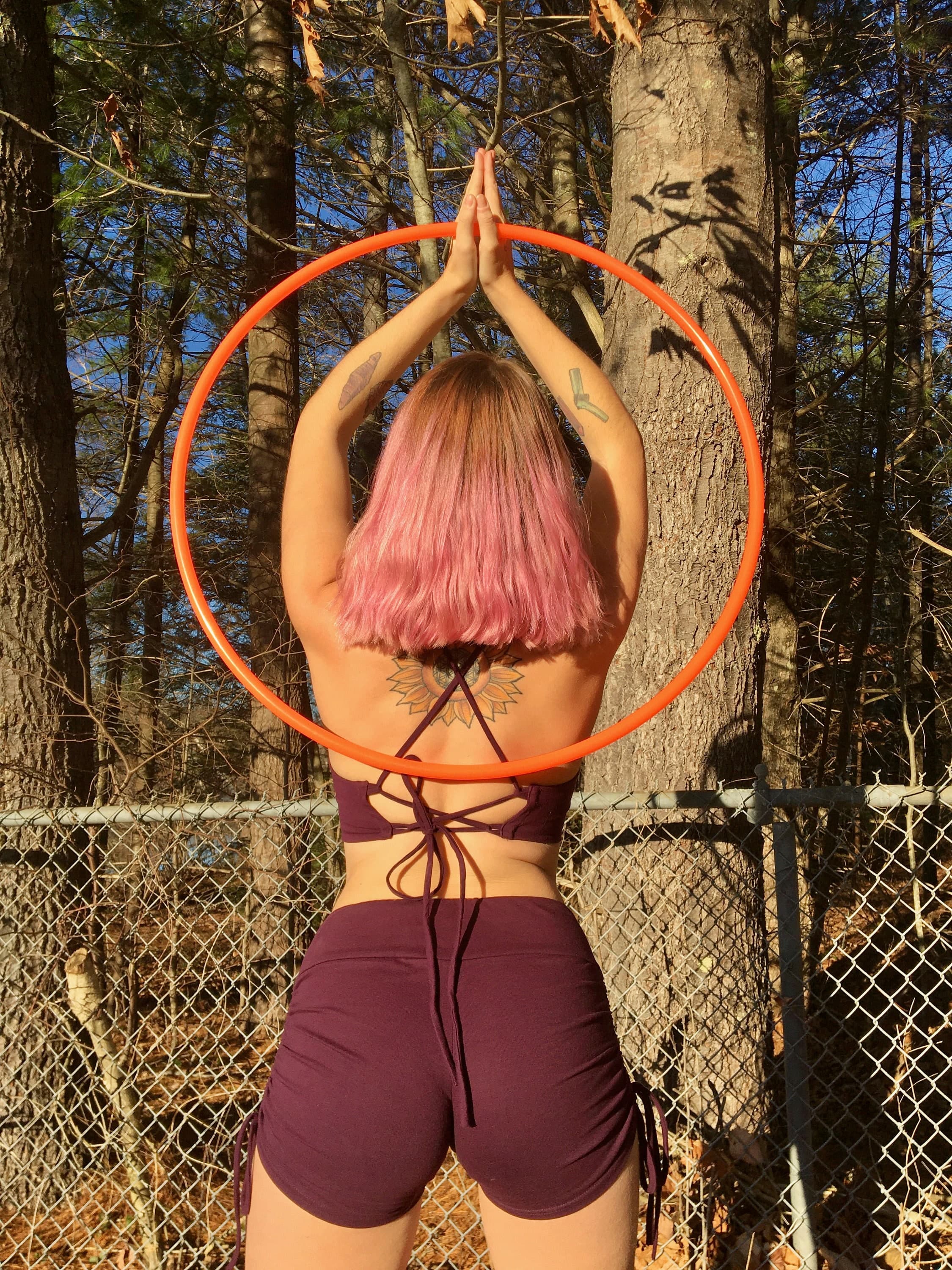 Orange Cotton Boho Shorts • High Waist Cinched Hot Pants • Lahni Booty Shorts - Thumbnail 9