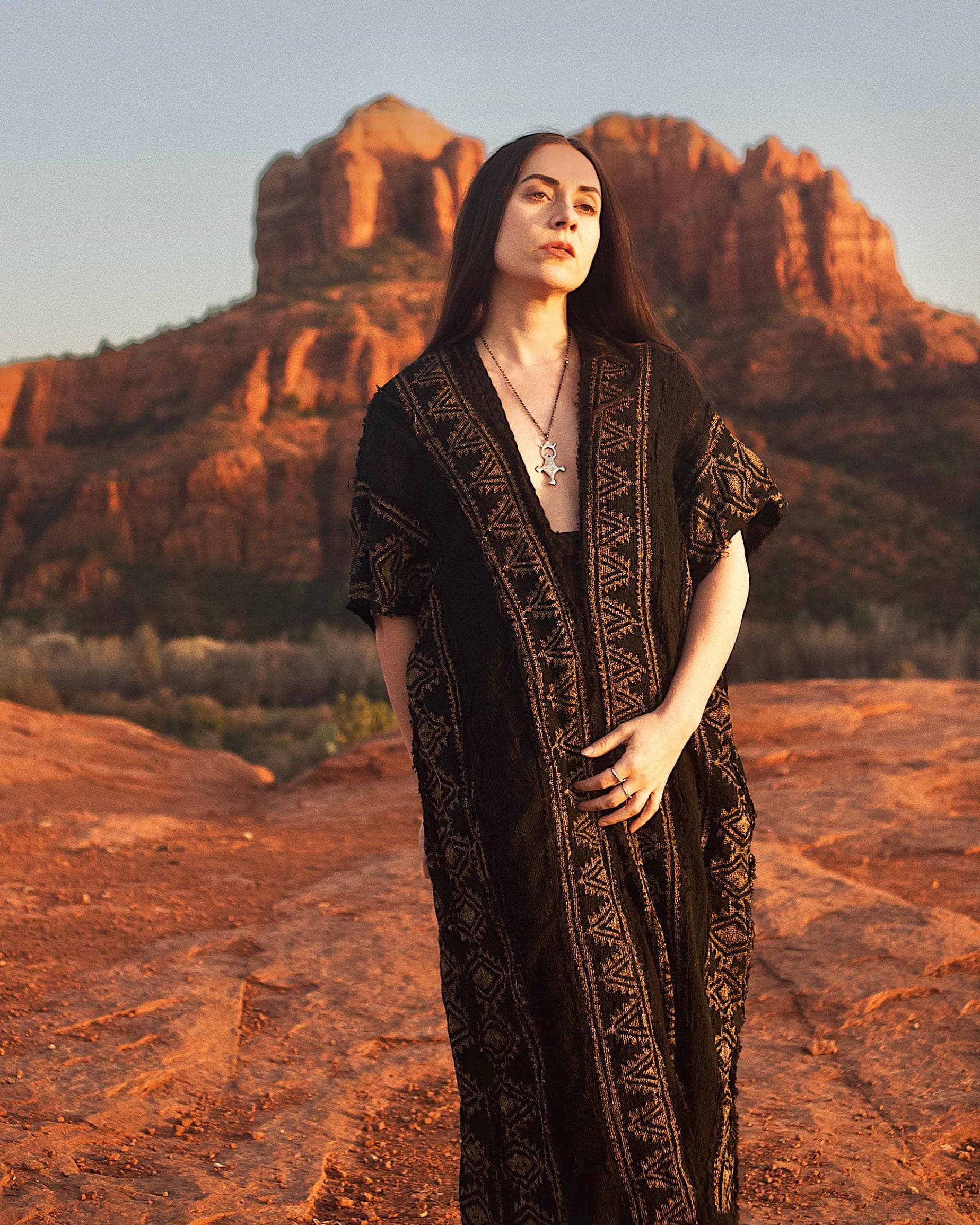 Raw Cotton Block Print Kimono · Earthy Tribal Robe · Shamanic Kali Kimono - Image 1