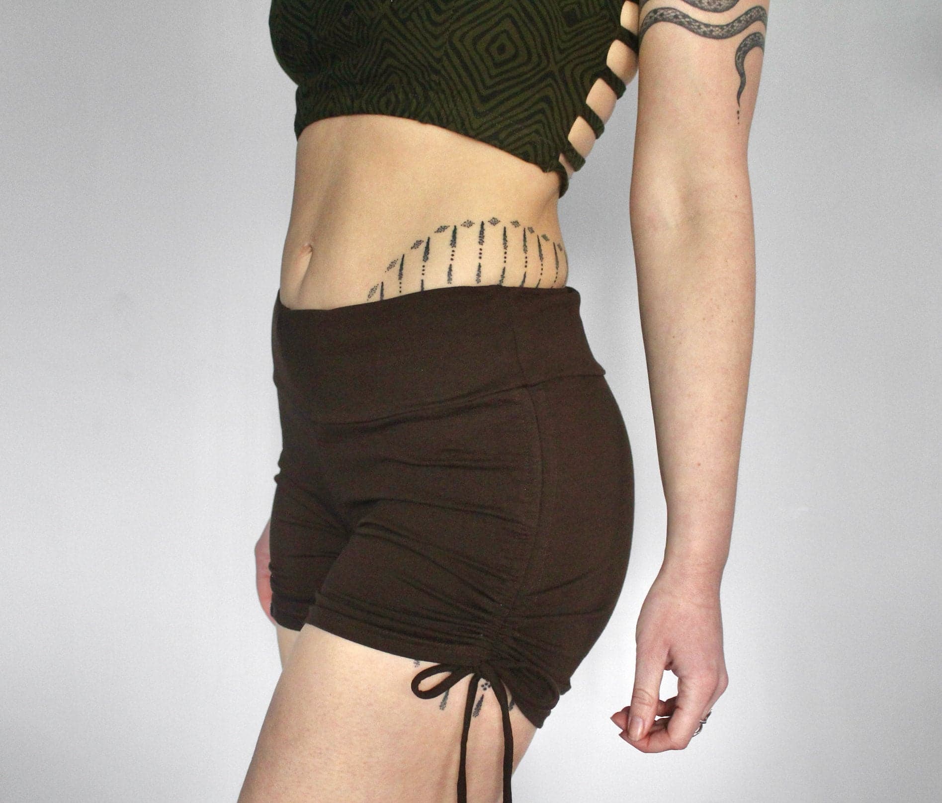 Orange Cotton Boho Shorts • High Waist Cinched Hot Pants • Lahni Booty Shorts - Thumbnail 7