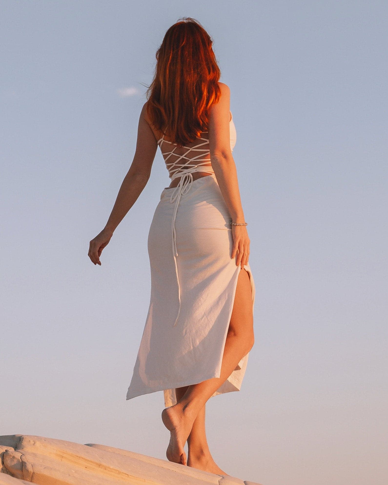 Lace Up Corset Back Maxi Dress • Side Split Long Dress • Boho Maxi Marina Dress Women • Goddess Dance Wear • Backless Dress • Calluna - Thumbnail 6