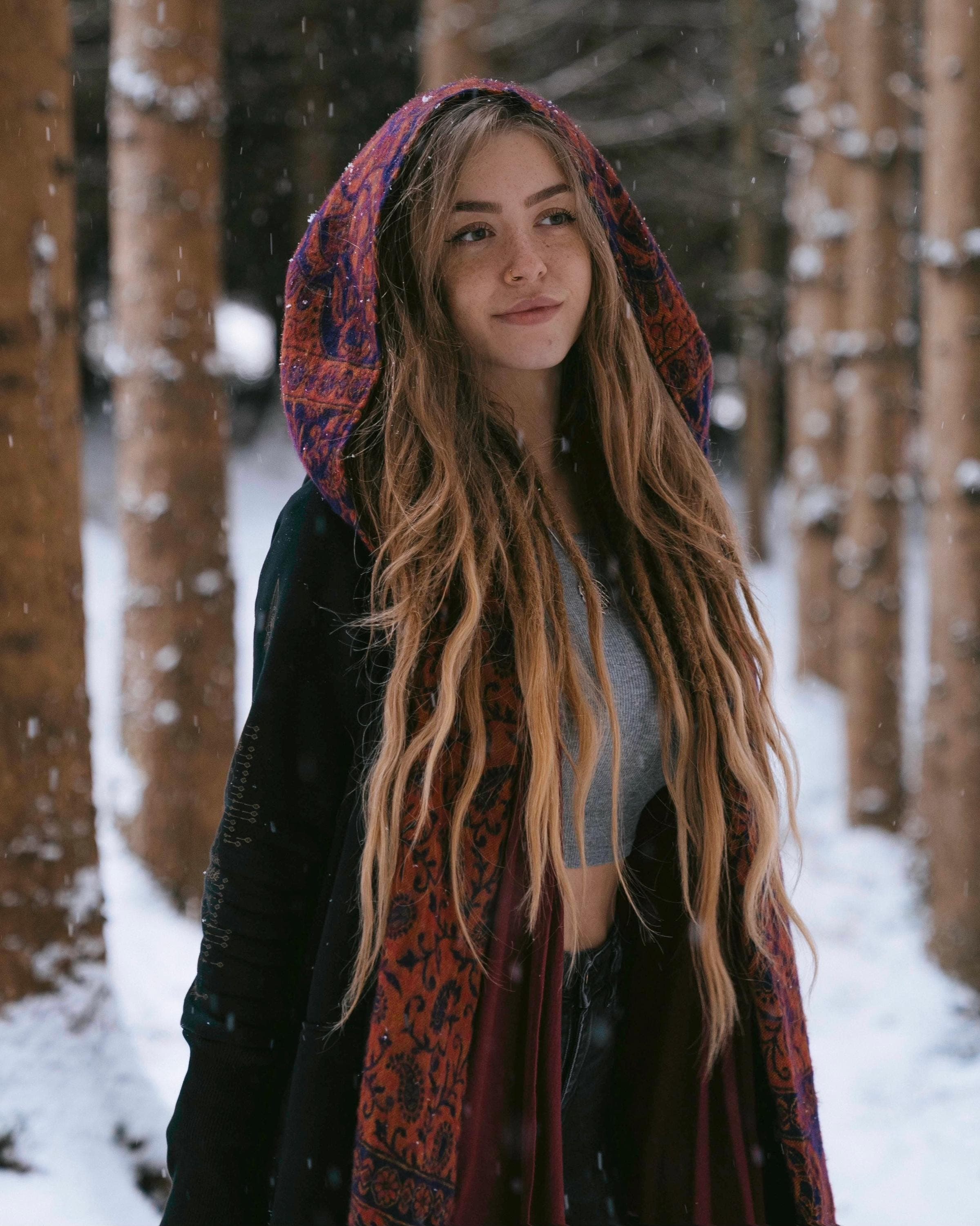 Paisley Hood Scarf • Unisex Boho Hooded Shawl Wrap • Blanket Hoodie Suraya Scarf • Vegan Wool Hood Scarf Cape • Warm Scarves Women • Calluna - Image 1