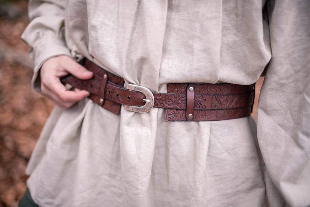 Handmade Brown Leather Elf Belt, LARP Druid Adjustable Corset - Image 1