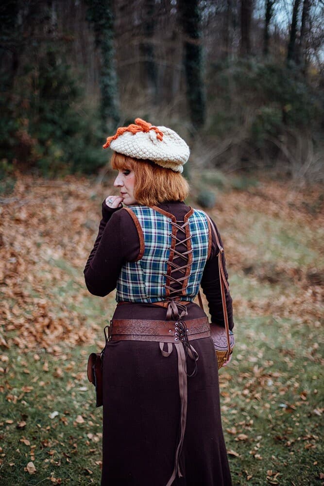 Handmade Brown Leather Elf Belt, LARP Druid Adjustable Corset - Image 2