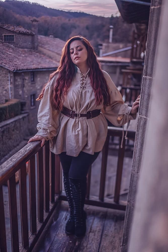 Handmade Brown Leather Elf Belt, LARP Druid Adjustable Corset - Thumbnail 4
