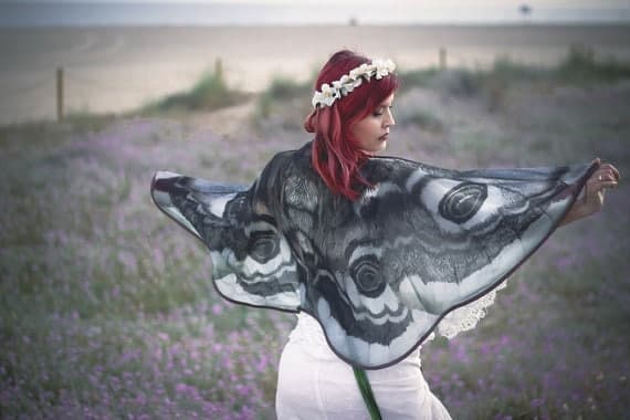 Moth butterfly cape Emperor moth cloak dance wings costume short small fairy - Image 1