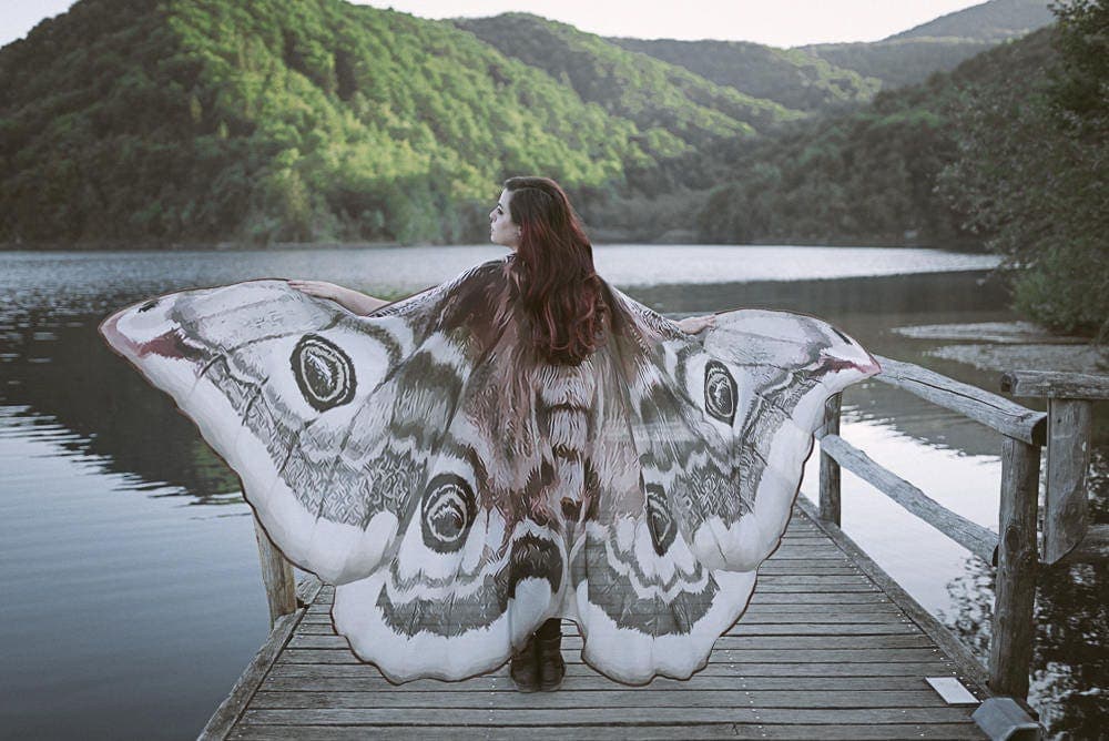 Moth Wing Costume Cape - Festival Fairy Wings Clothing - Thumbnail 5
