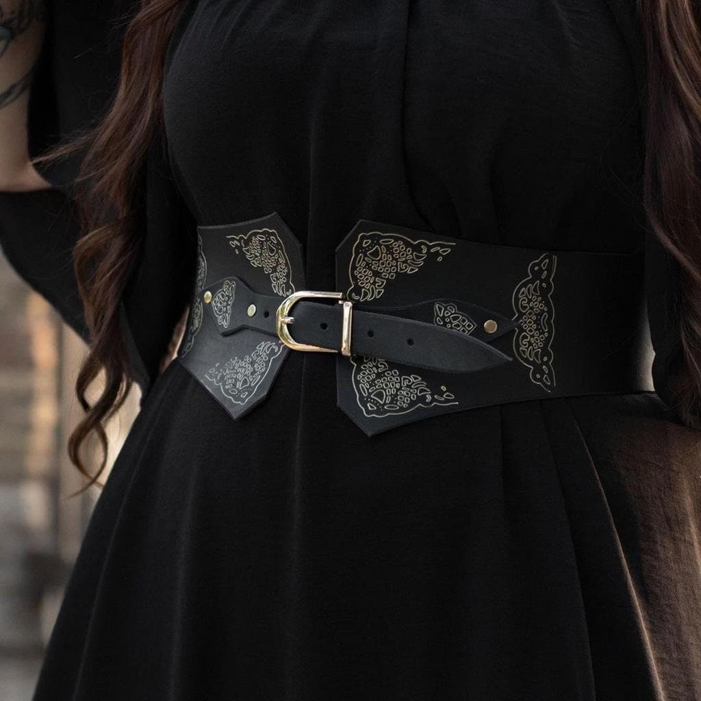 Handmade Leather Pirate Belt, Renaissance Elven Corset - Image 3