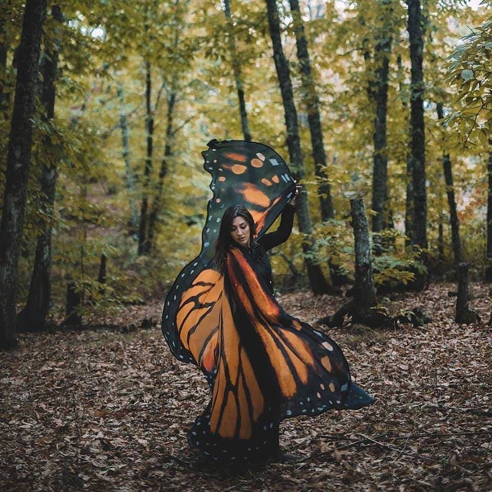 Monarch Butterfly Wings Cape: Chiffon Fairy Festival Costume - Image 3