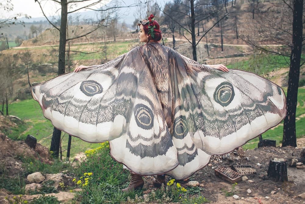 Moth Wing Costume Cape - Festival Fairy Wings Clothing - Image 1
