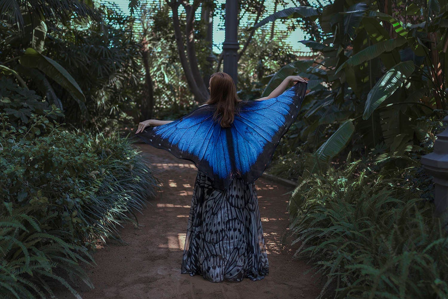 Blue Morpho Butterfly Wings Cape – Chiffon Festival Scarf - Thumbnail 9
