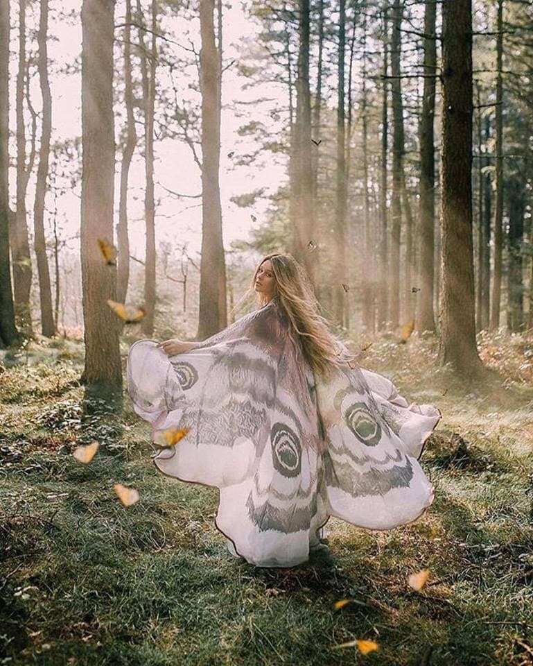 Moth Wing Costume Cape - Festival Fairy Wings Clothing - Thumbnail 4