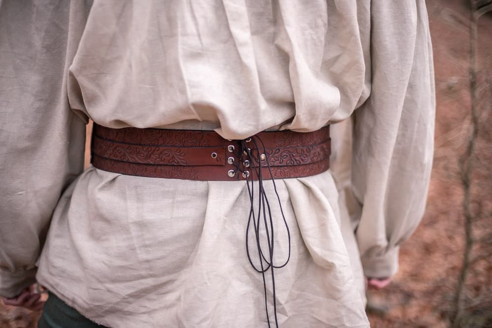 Handmade Brown Leather Elf Belt, LARP Druid Adjustable Corset - Thumbnail 7