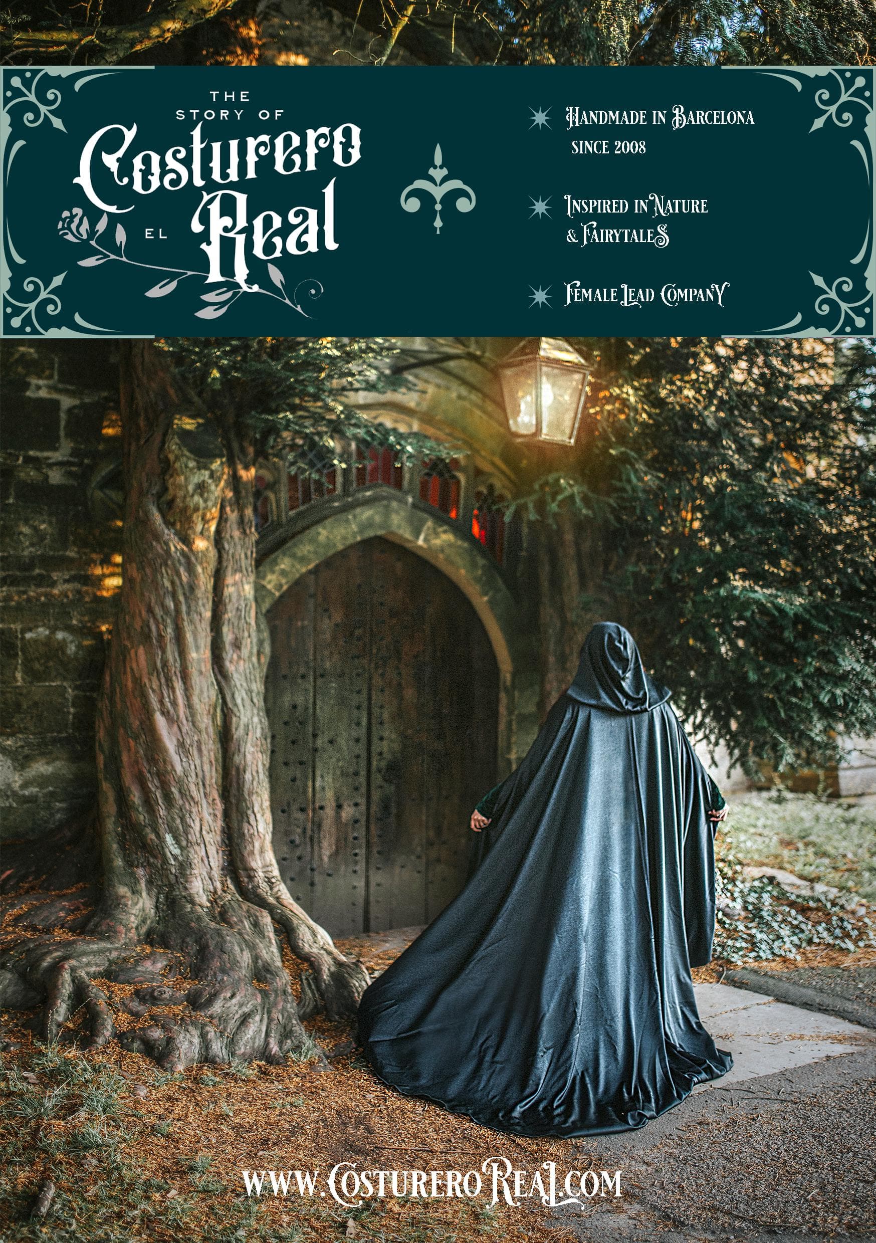 Velvet cape green hooded cloak, medieval elven fantasy costume cape with hood - Thumbnail 13