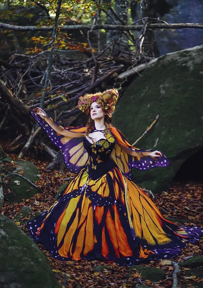 Butterfly wings monarch cape cloak wings costume short small fantasy halloween dance - Image 3