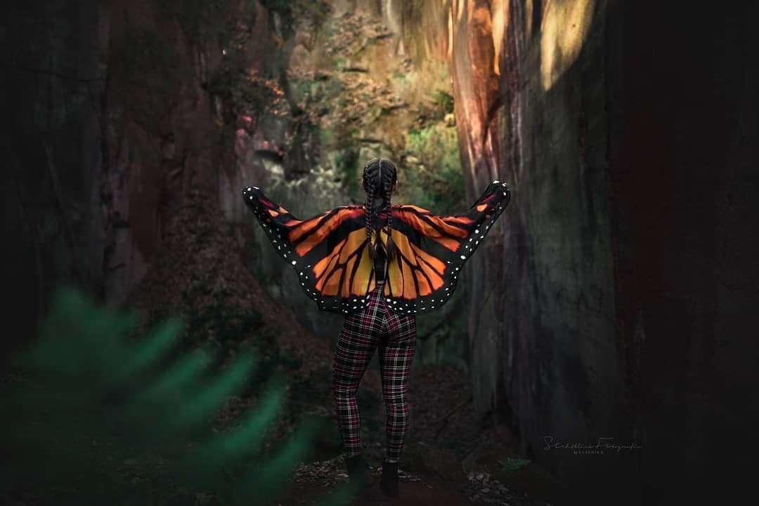 Butterfly wings monarch cape cloak wings costume short small fantasy halloween dance - Image 1