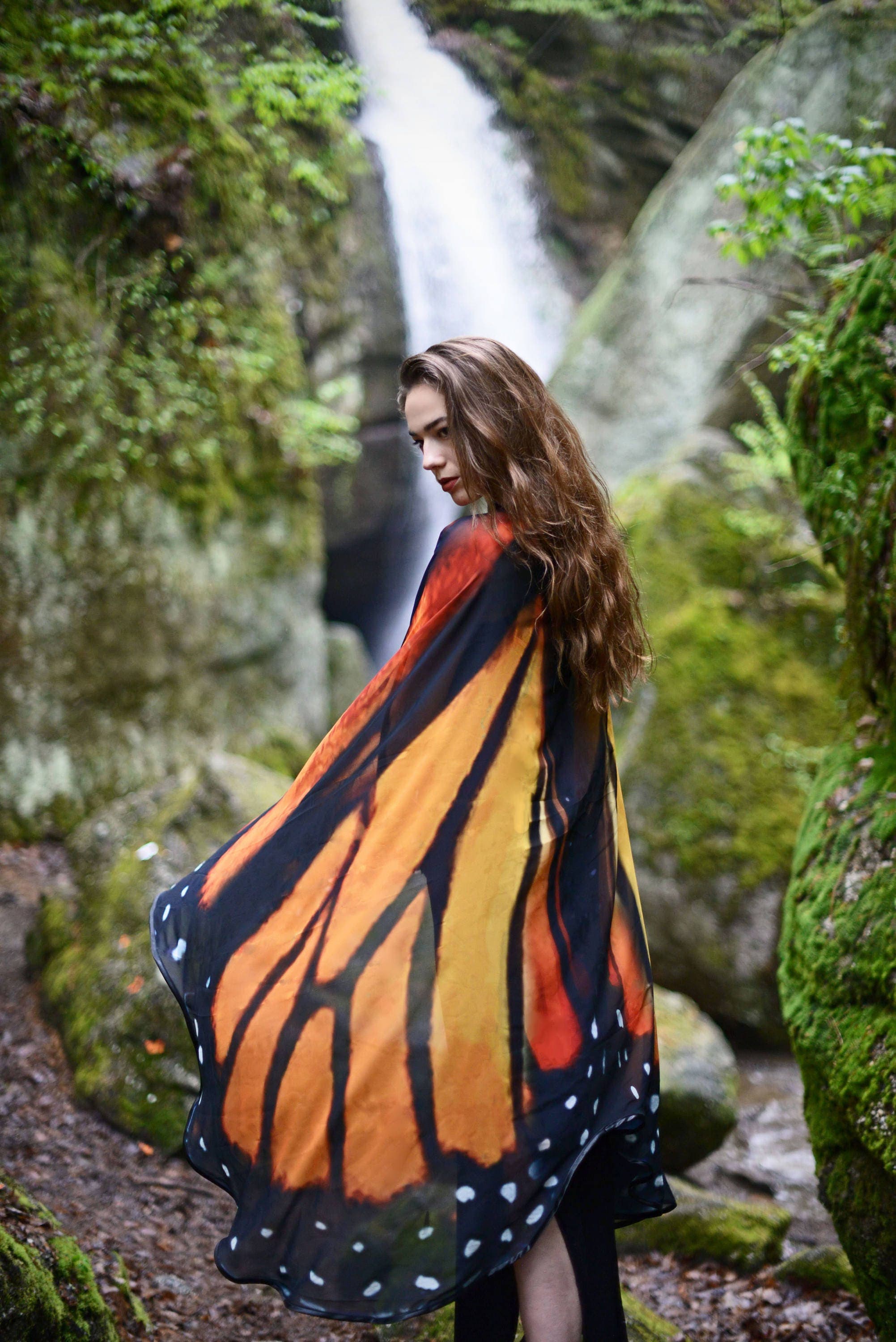 Monarch Butterfly Wings Cape: Chiffon Fairy Festival Costume - Thumbnail 7