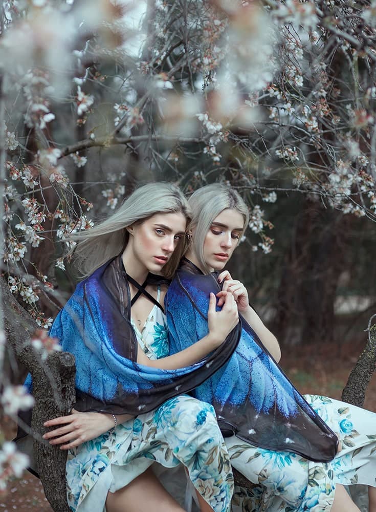 Blue Morpho Butterfly Wings Cape – Chiffon Festival Scarf - Thumbnail 8