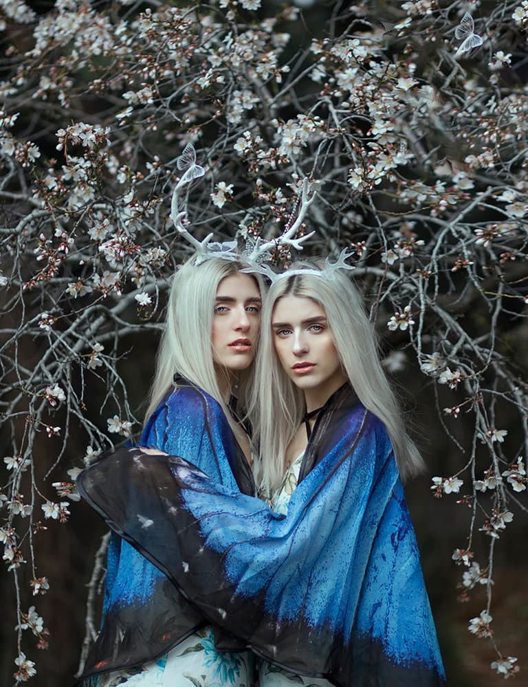 Blue Morpho Butterfly Wings Cape – Chiffon Festival Scarf - Thumbnail 7