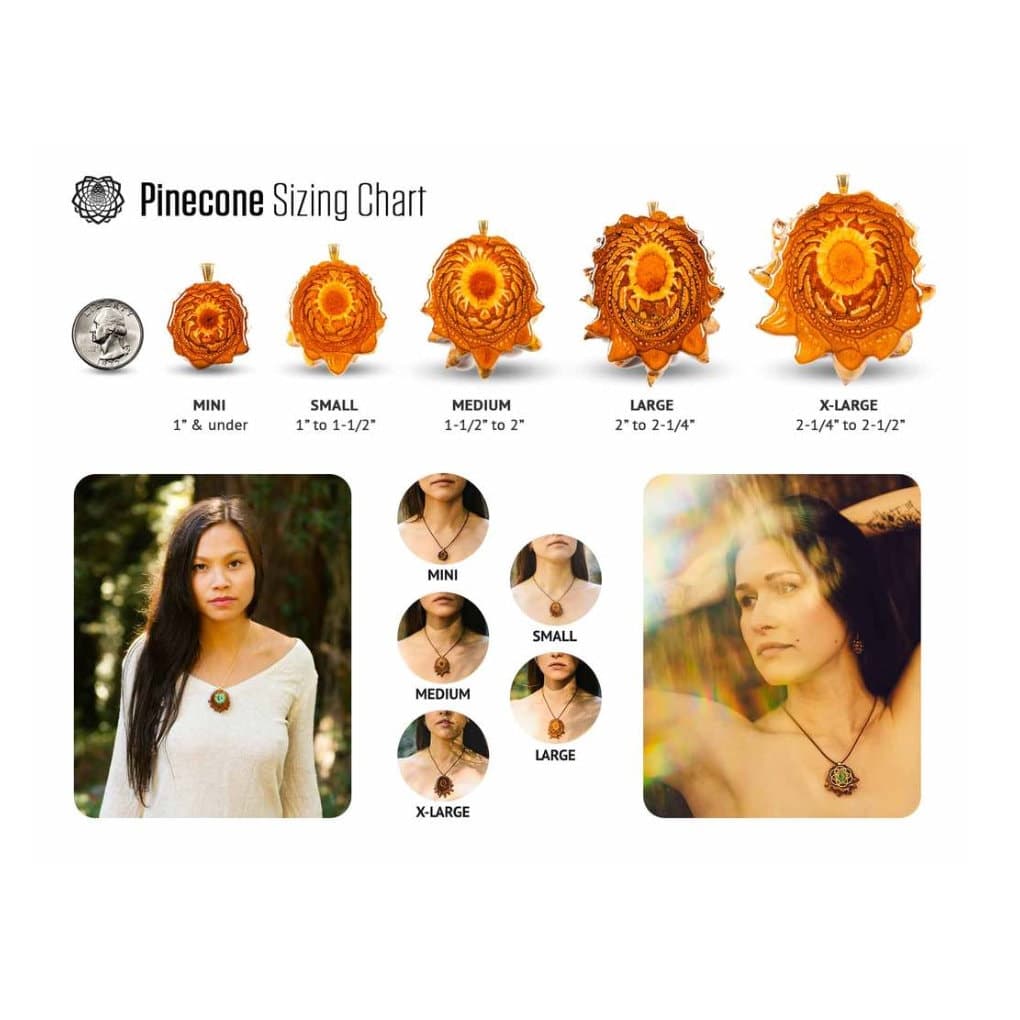 Natural with Silver Bee (Small) Third Eye Pinecone Pendant - Thumbnail 4