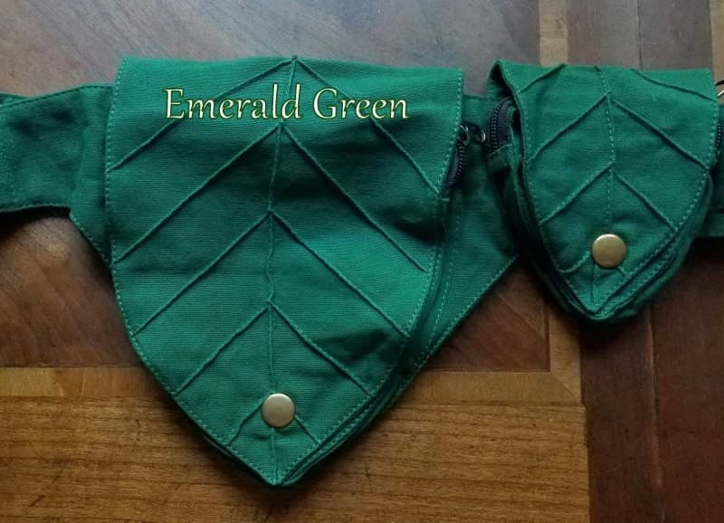Leaf Utility Pocket belt ~ Festival Belt Forest Fantasy Fairy ~ Woodland Cottagecore Cosplay LARP ~ Green Brown Black Canvas ~ Small to XLc - Thumbnail 6