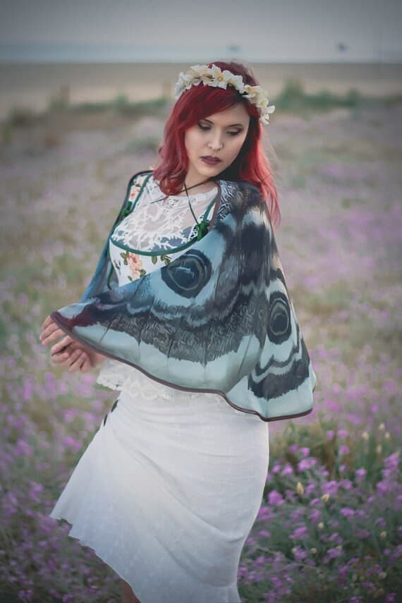 Moth butterfly cape Emperor moth cloak dance wings costume short small fairy - Image 8