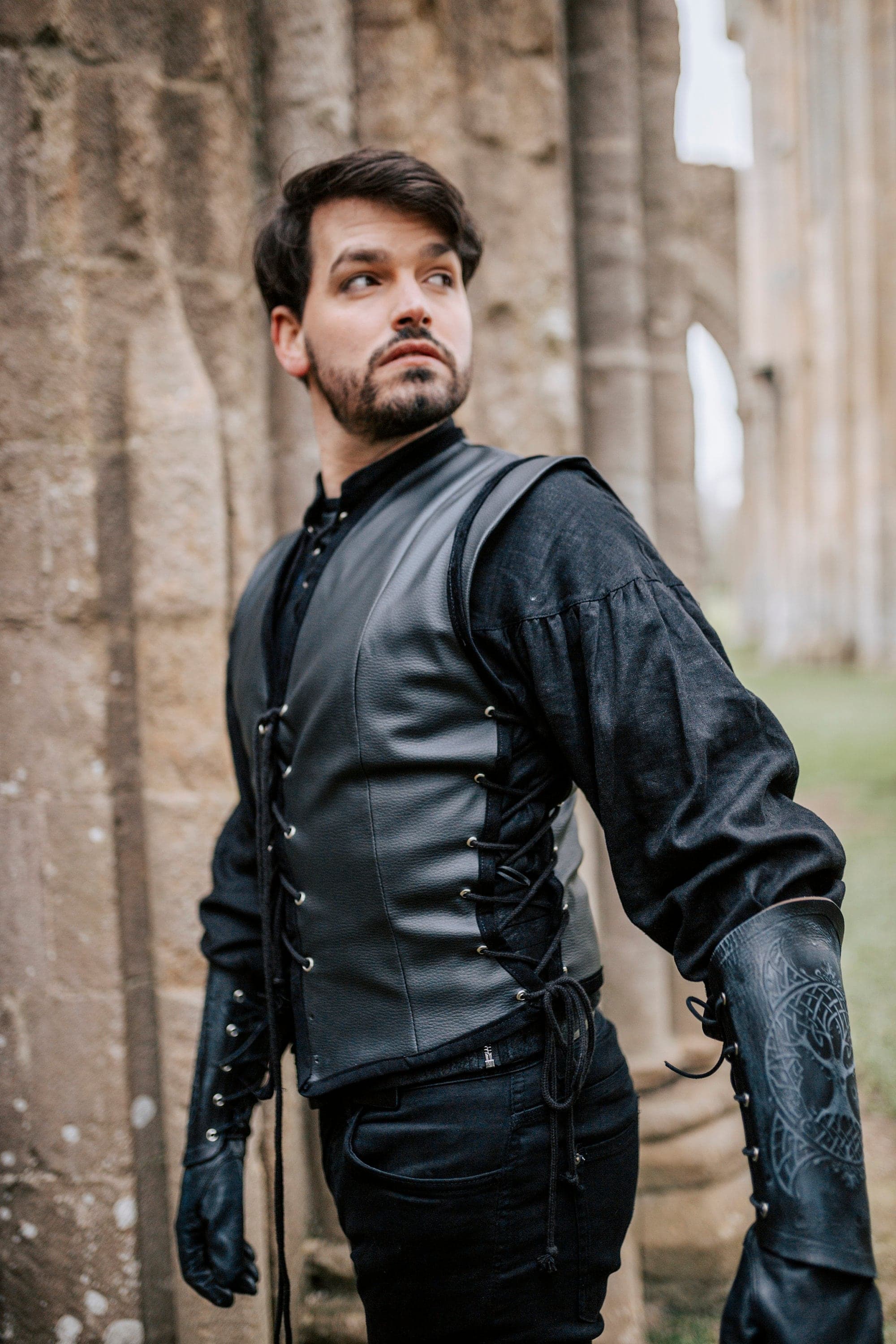 Faux Leather Unisex Surcoat - Elven Renaissance Costume Vest - Image 4